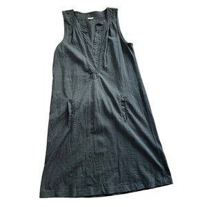J Crew Dress Women S Sleeveless V-Neck Kangaroo Pocket Cotton Shift Dress Black